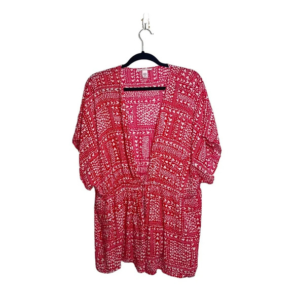 Victoria’s Secret Red & White Heart Print Tie Front Kimono Robe One Size Women’s - Picture 2 of 12